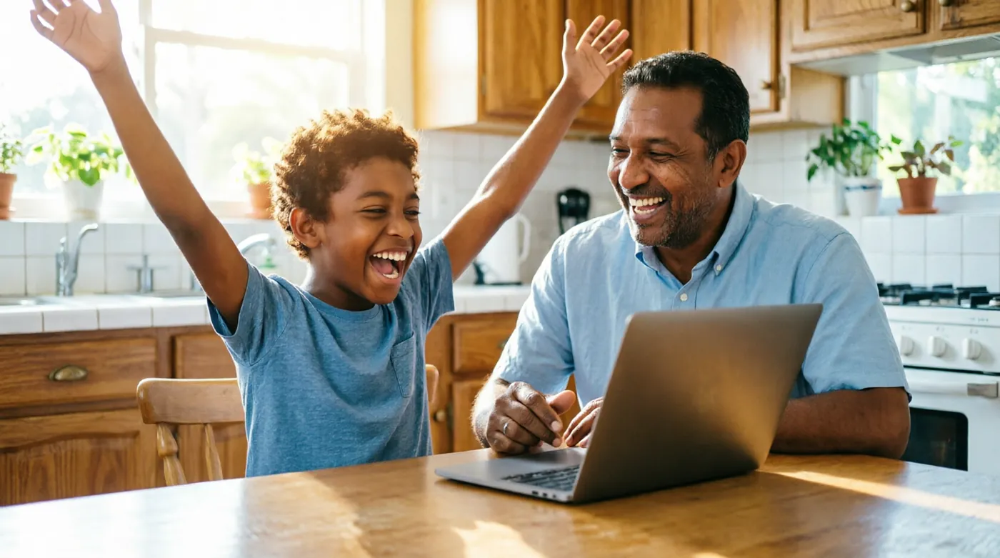 A Caribbean family celebrating exam results together